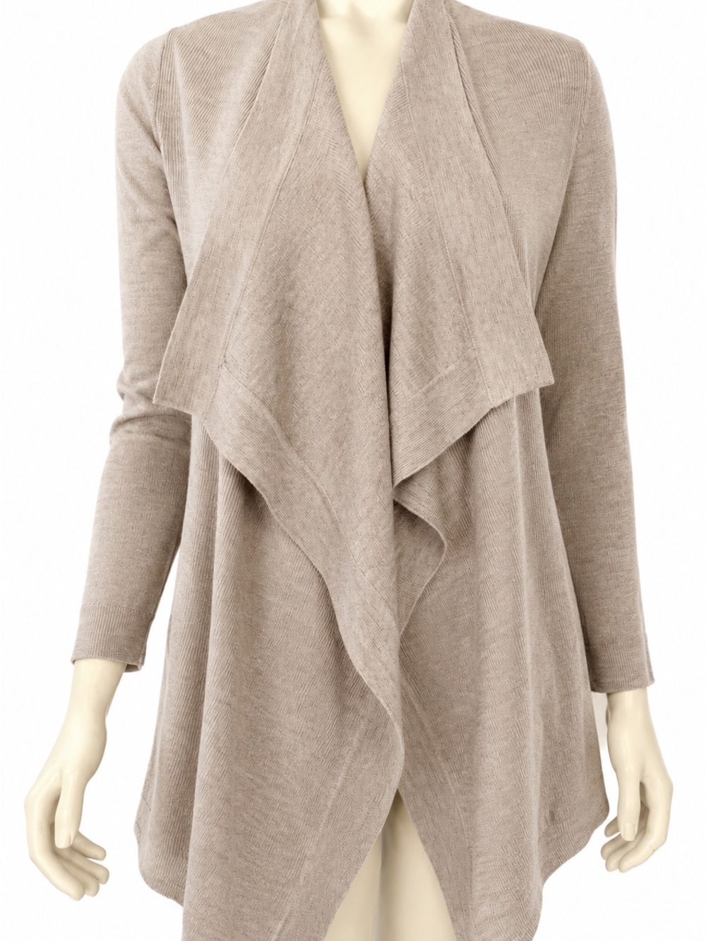 Theory Open-Front Draped Cardigan in Taupe